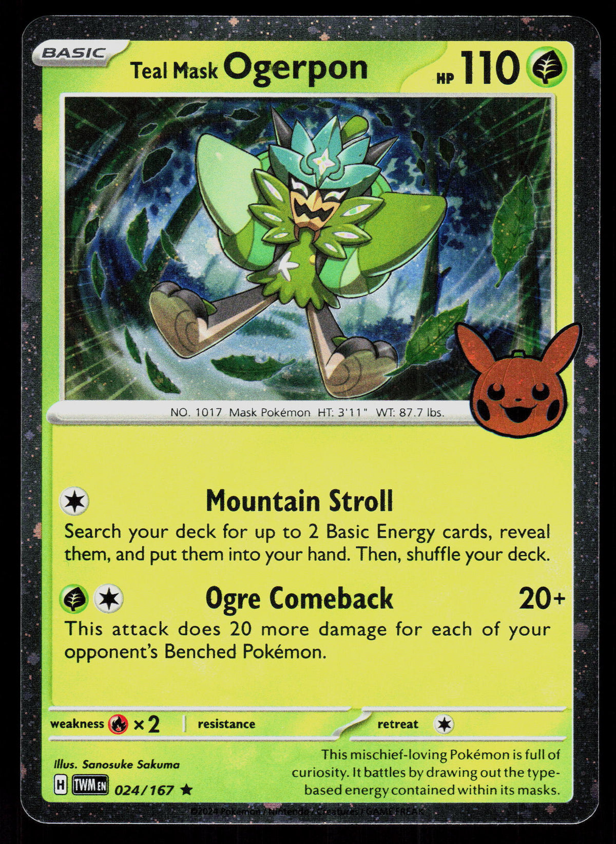 Trick or Trade BOOster Bundle 2024 #024/167 Teal Mask Ogerpon (Cosmos Holo)