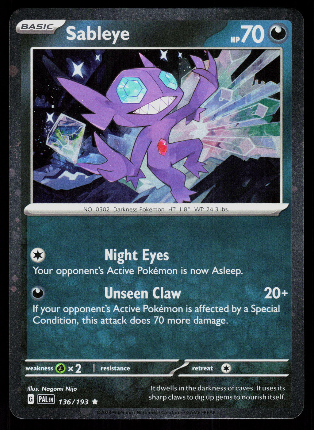Miscellaneous Cards & Products #136/193 Sableye (Cosmos Holo)