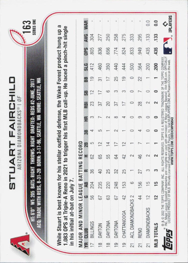 2022 Topps #163 Stuart Fairchild