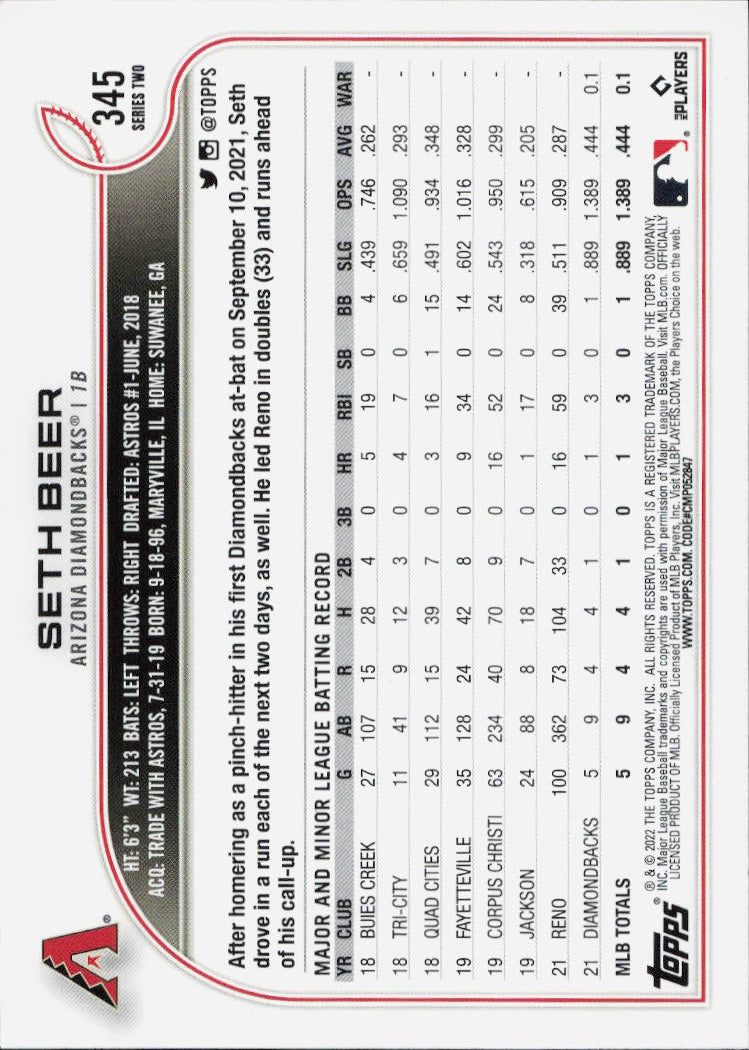 2022 Topps #345 Seth Beer