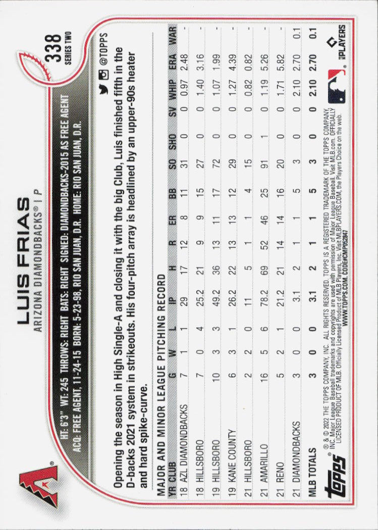 2022 Topps #338 Luis Frias