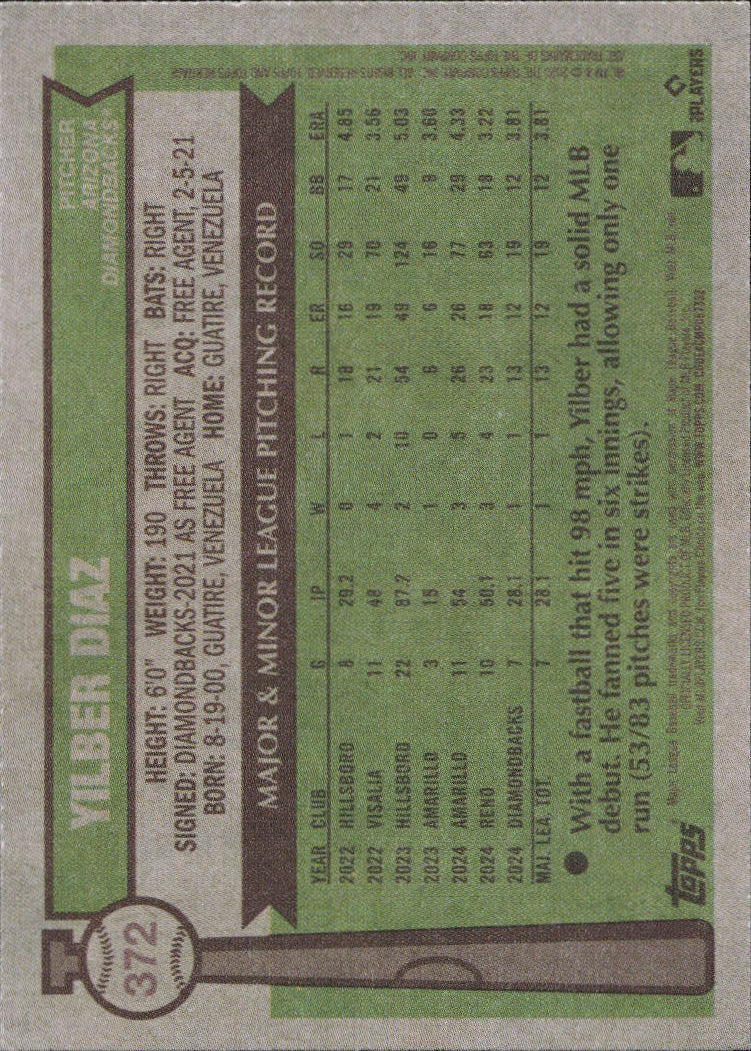 2025 Topps Heritage #372 Yilber Diaz
