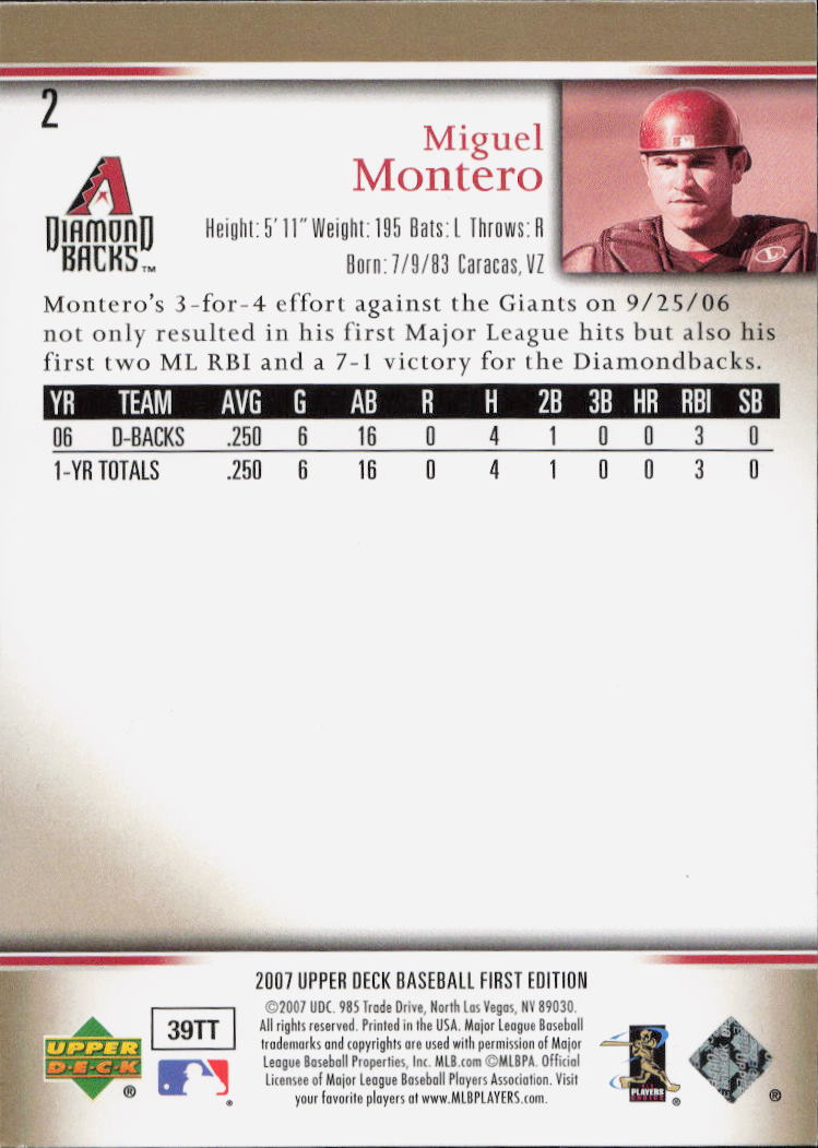 2007 Upper Deck First Edition #2 Miguel Montero