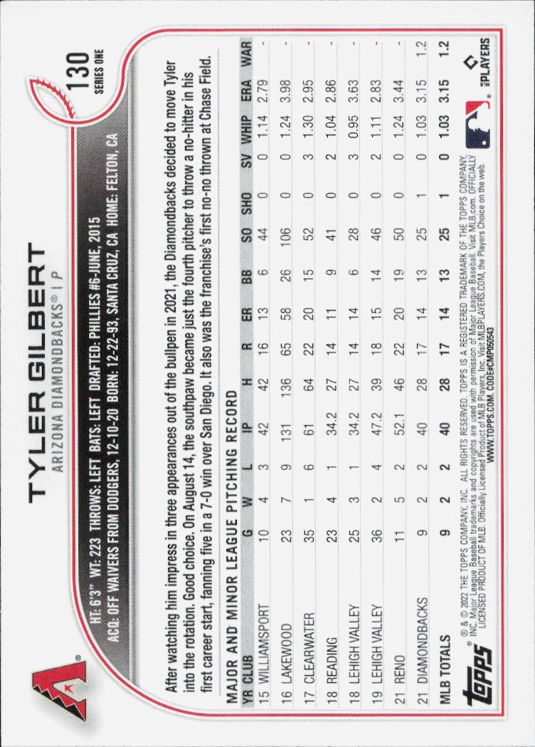 2022 Topps #130b Tyler Gilbert