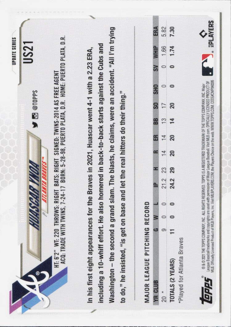 2021 Topps Update #US21 Huascar Ynoa