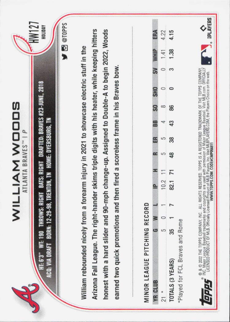 2022 Topps Holiday #HW127 William Woods
