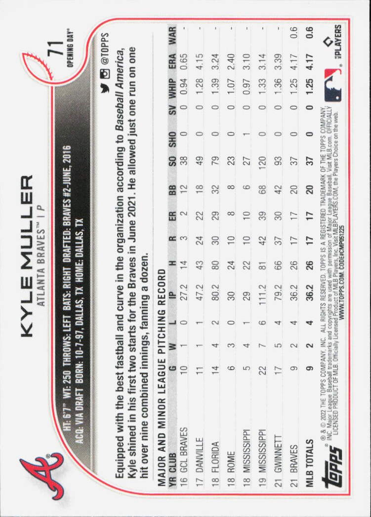 2022 Topps #30b Kyle Muller