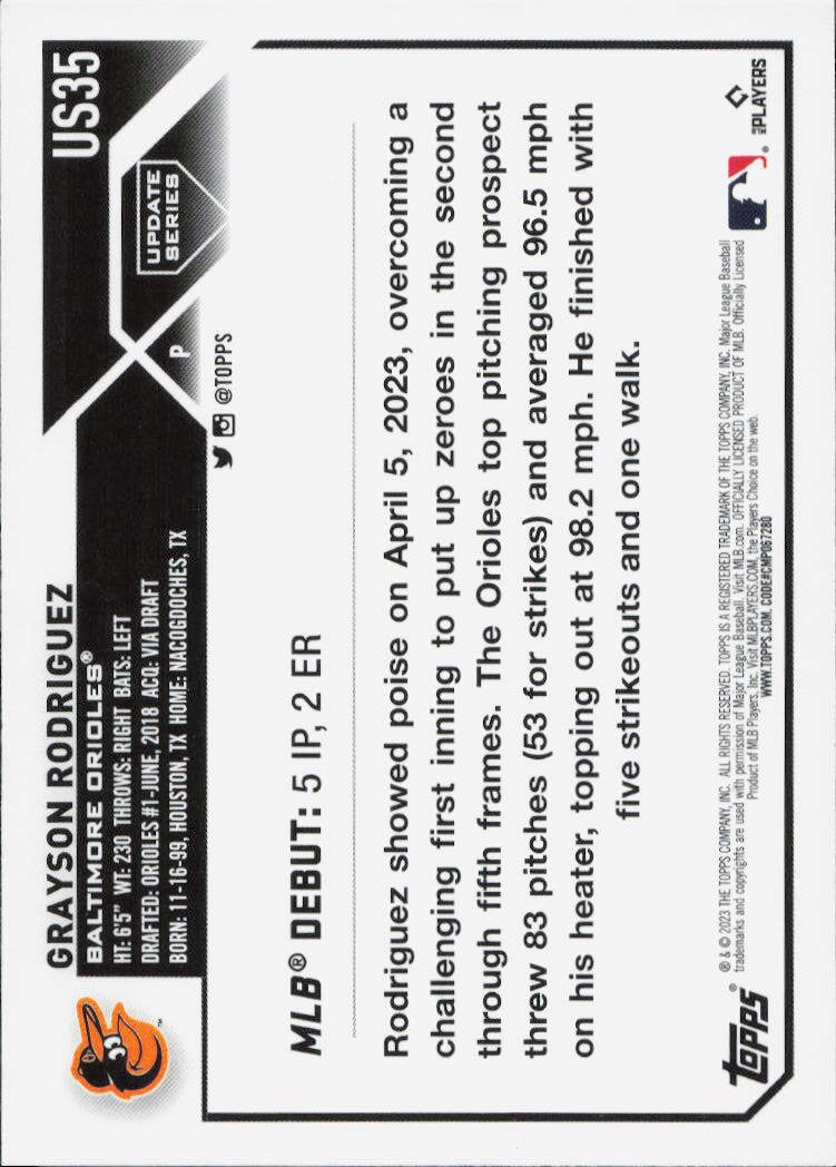 2023 Topps Update #US35 Grayson Rodriguez