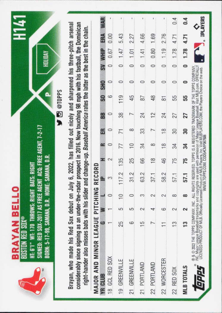 2023 Topps Holiday #H141 Brayan Bello