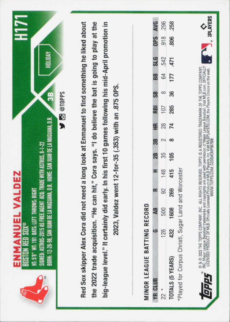 2023 Topps Holiday #H171 Enmanuel Valdez