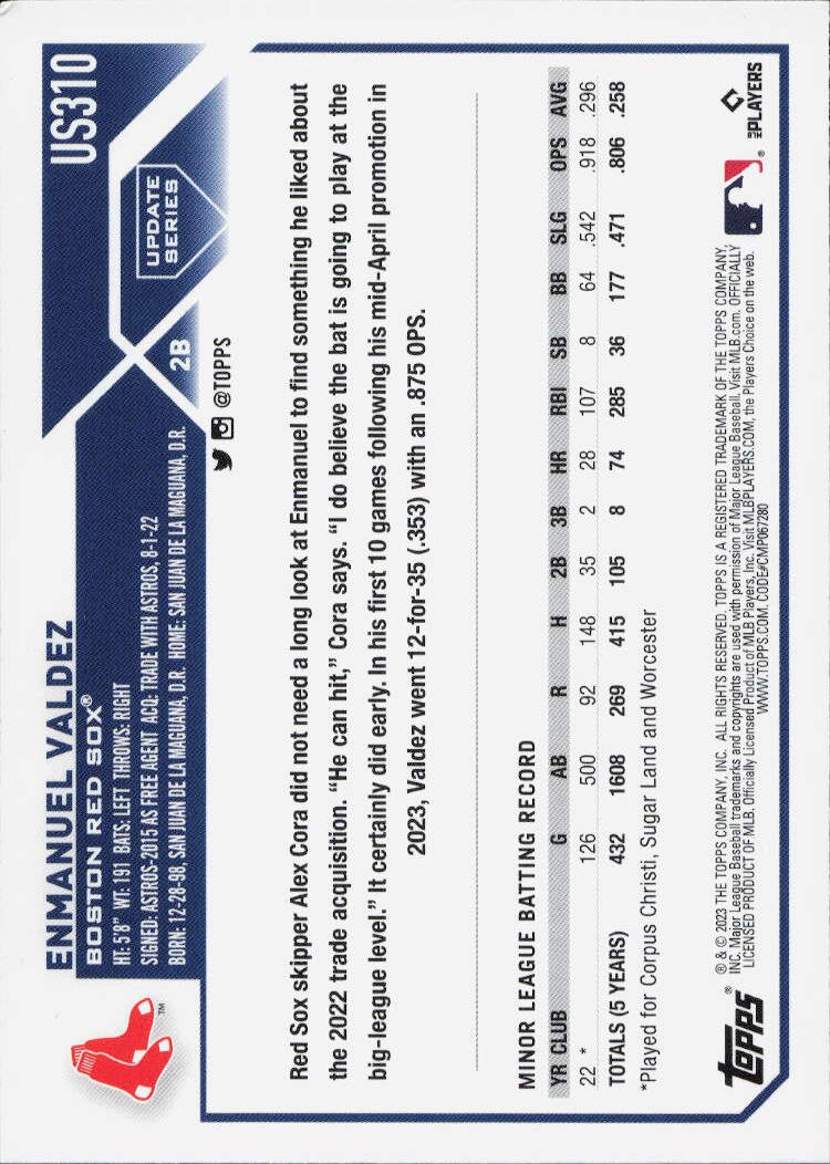 2023 Topps Update #US310 Enmanuel Valdez