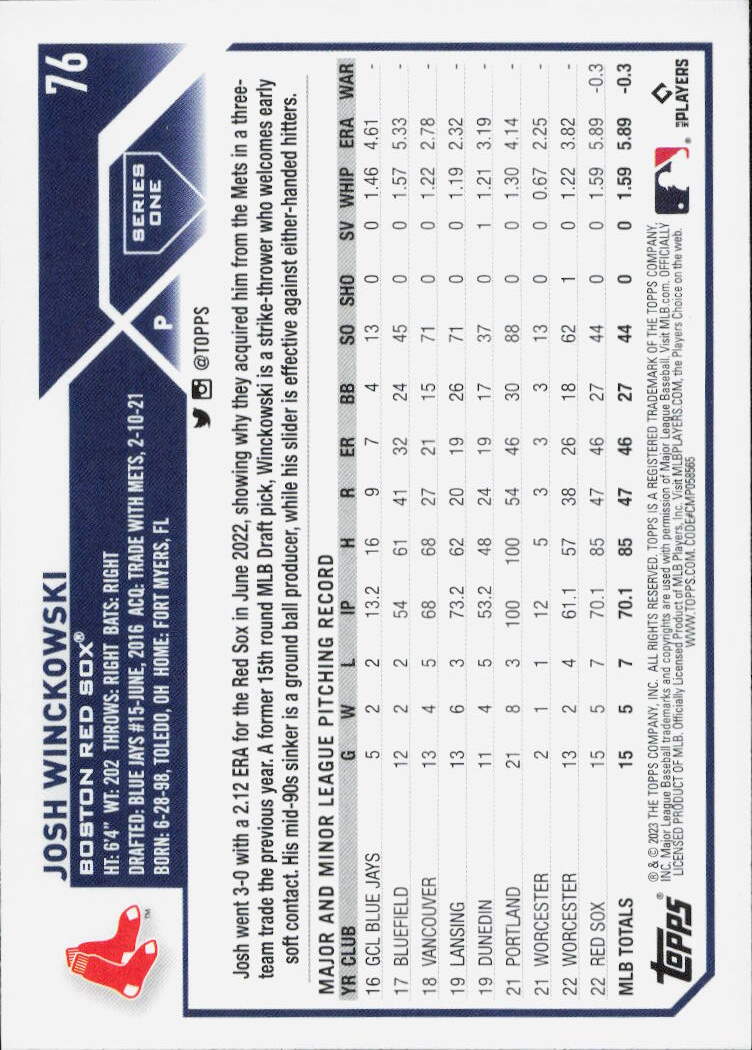 2023 Topps #76 Josh Winckowski