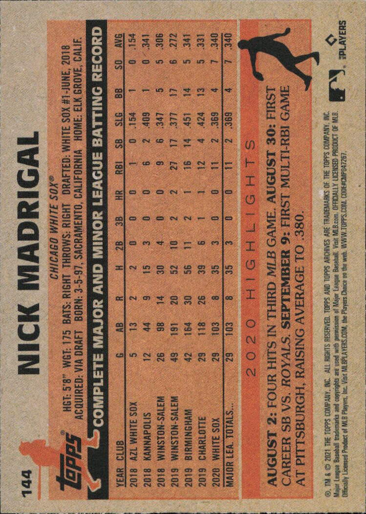 2021 Topps Archives #144 Nick Madrigal