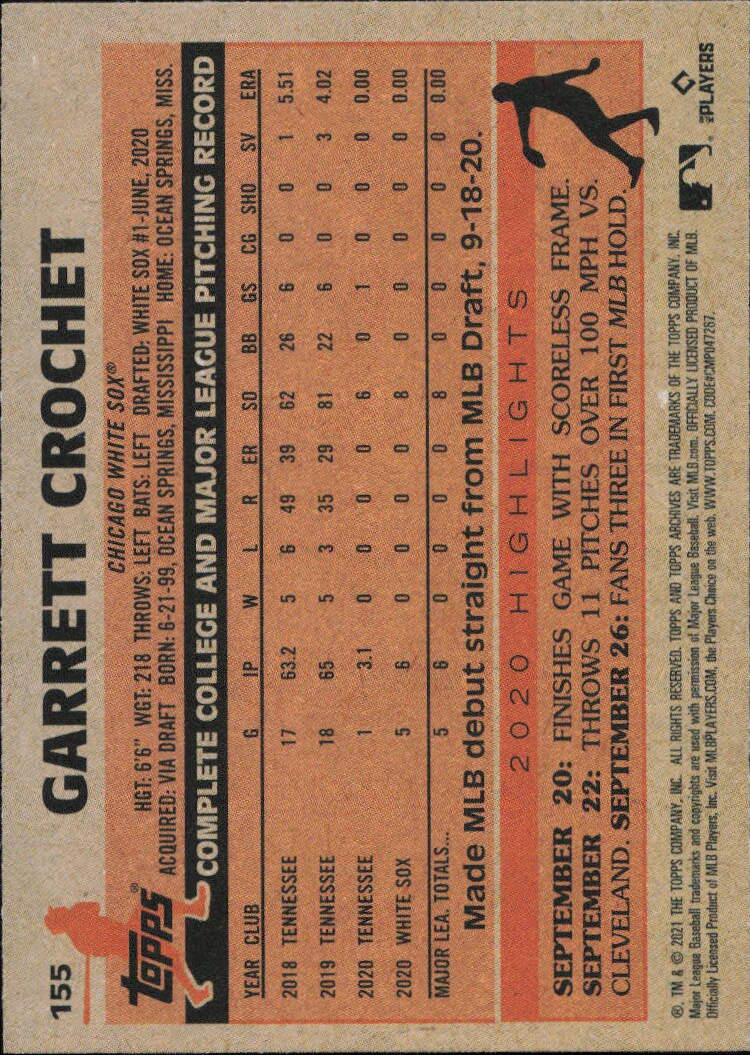 2021 Topps Archives #155 Garrett Crochet