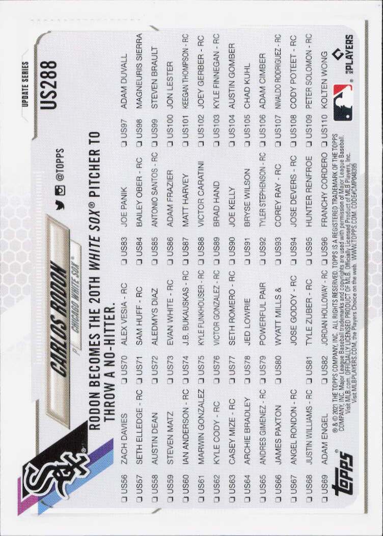 2021 Topps Update #US288 Carlos Rodon