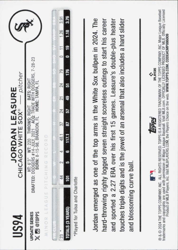 2024 Topps Update #US94 Jordan Leasure