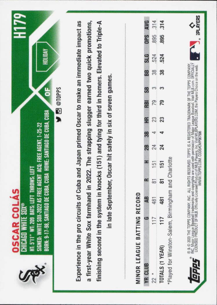 2023 Topps Holiday #H179 Oscar Colás