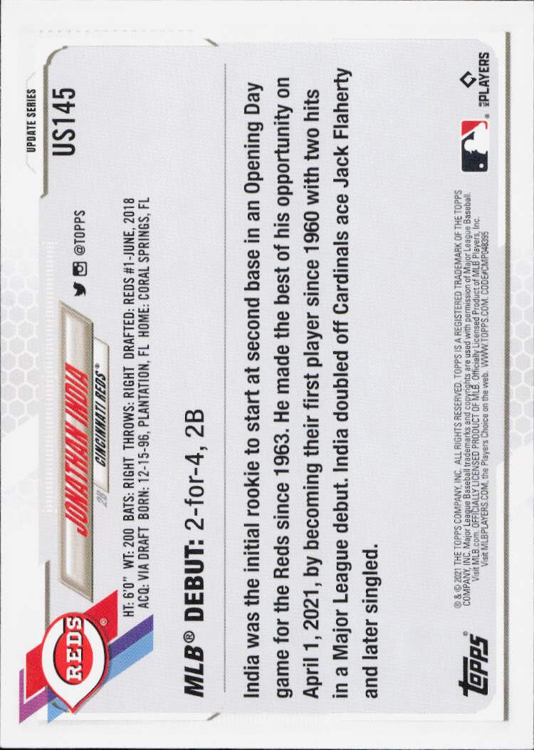 2021 Topps Update #US145 Jonathan India