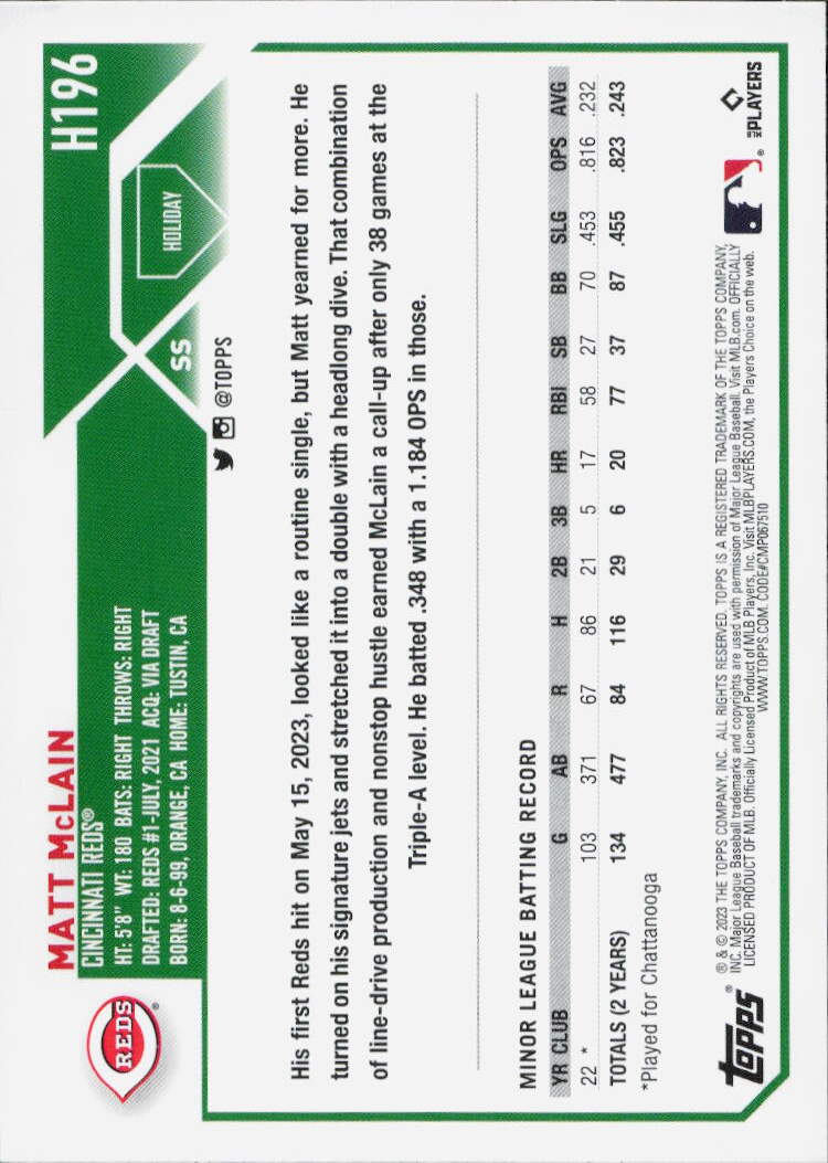 2023 Topps Holiday #H196 Matt McLain