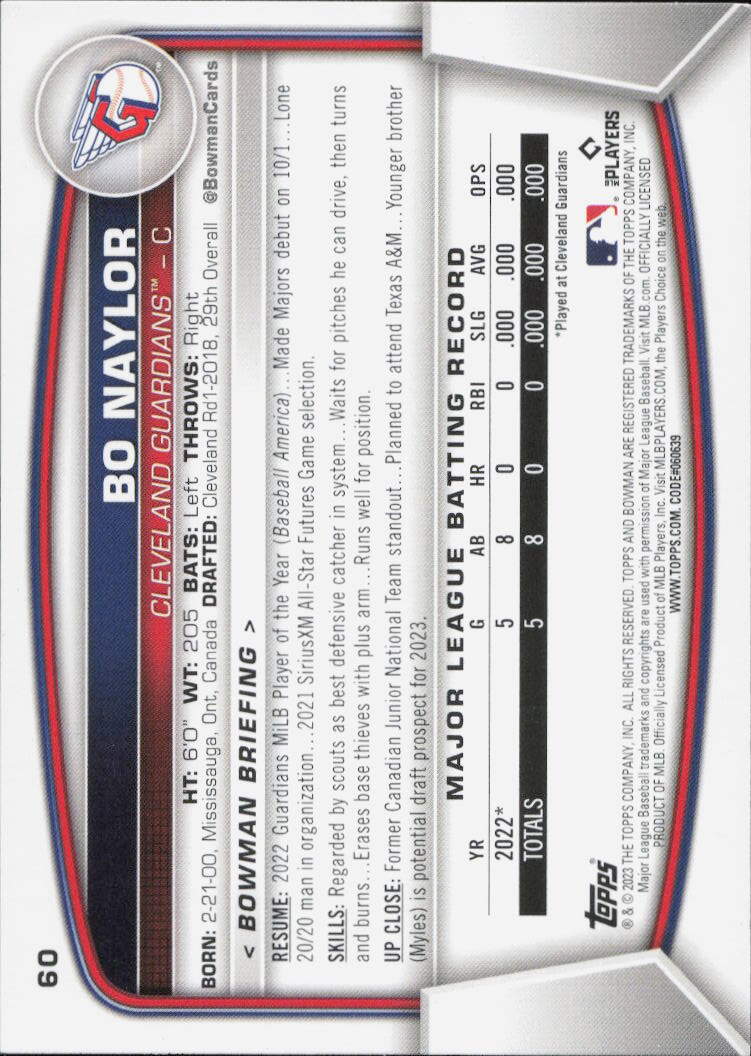 2023 Bowman #60 Bo Naylor
