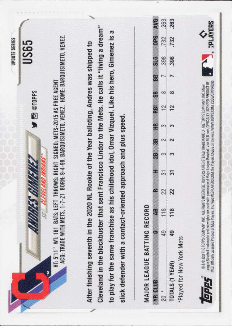 2021 Topps Update #US65 Andres Gimenez