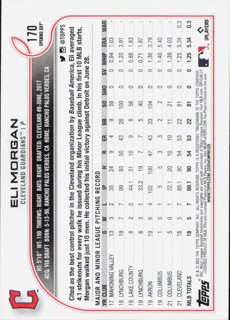2022 Topps #217 Eli Morgan