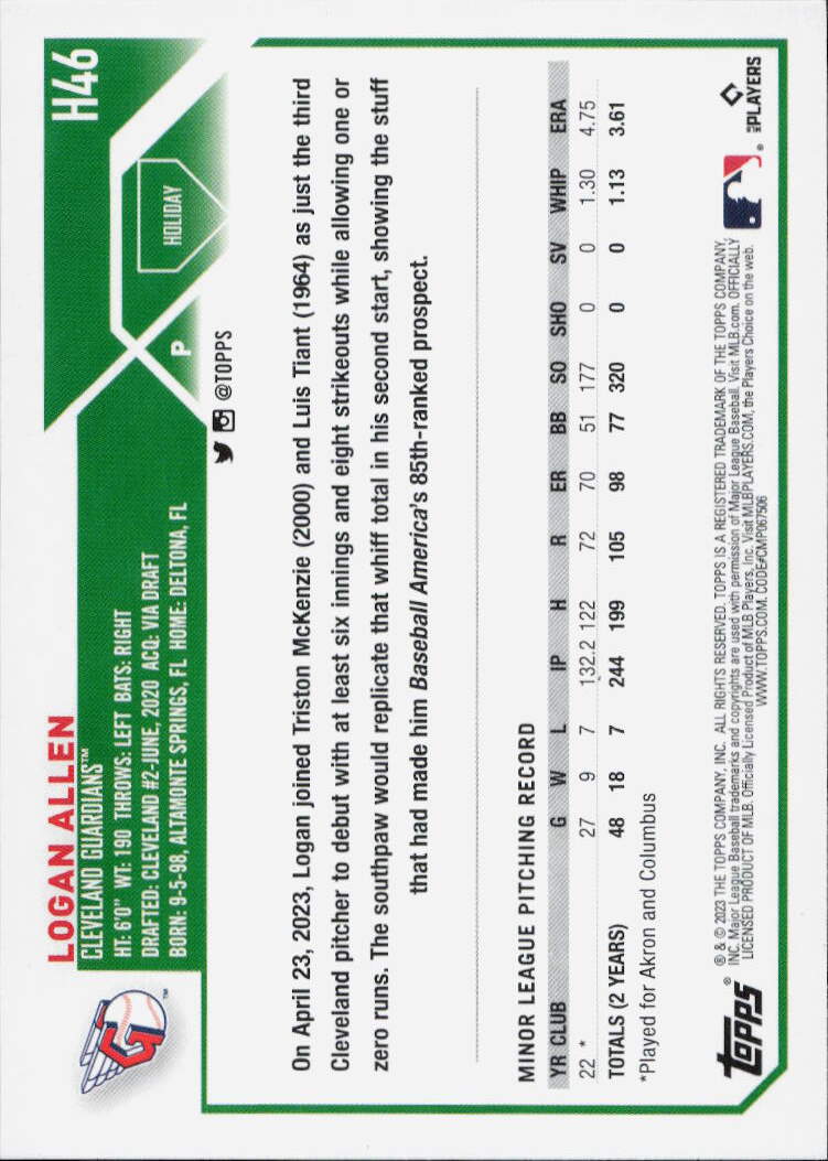2023 Topps Holiday #H46 Logan Allen