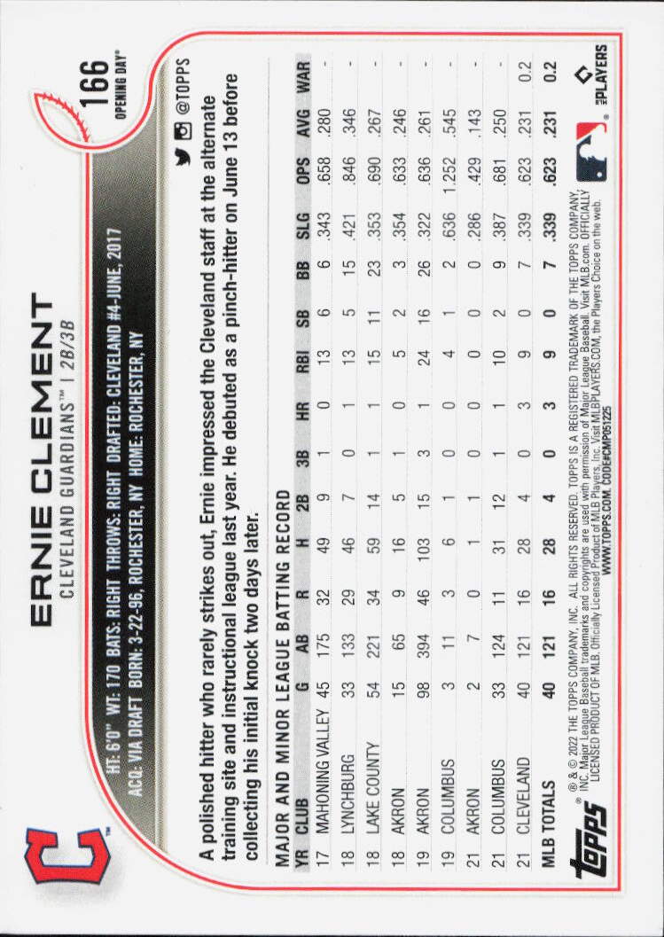 2022 Topps Opening Day #166 Ernie Clement