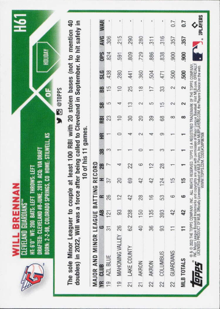 2023 Topps Holiday #H61 Will Brennan