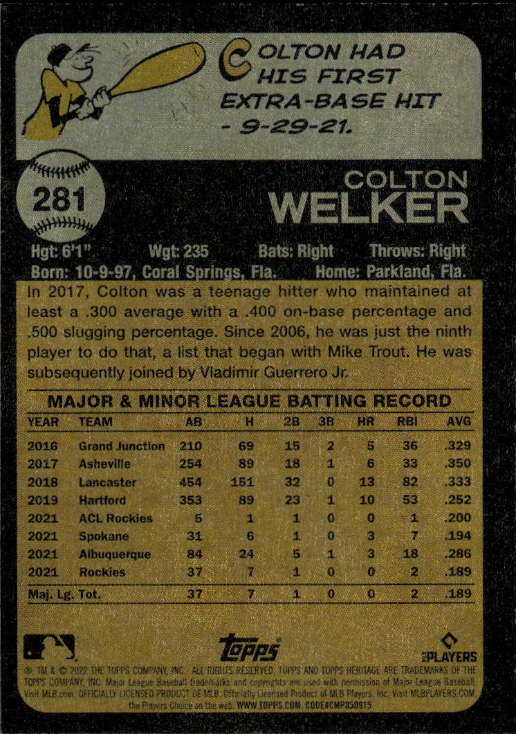 2022 Topps Heritage #281 Colton Welker