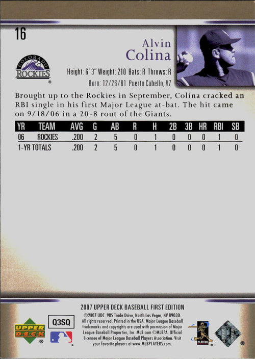 2007 Upper Deck #16 Alvin Colina