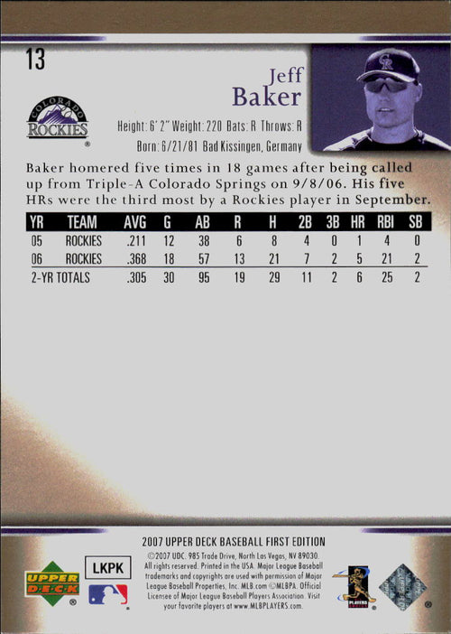 2007 Upper Deck First Edition #13 Jeff Baker