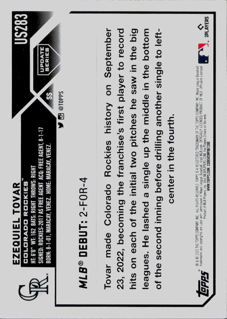 2023 Topps Update #US283 Ezequiel Tovar