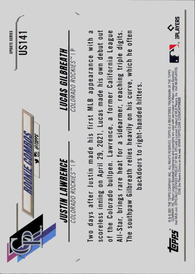 2021 Topps Update #US141 Justin Lawrence / Lucas Gilbreath RCOM,