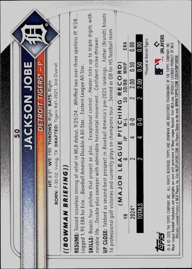 2025 Bowman #50 Jackson Jobe
