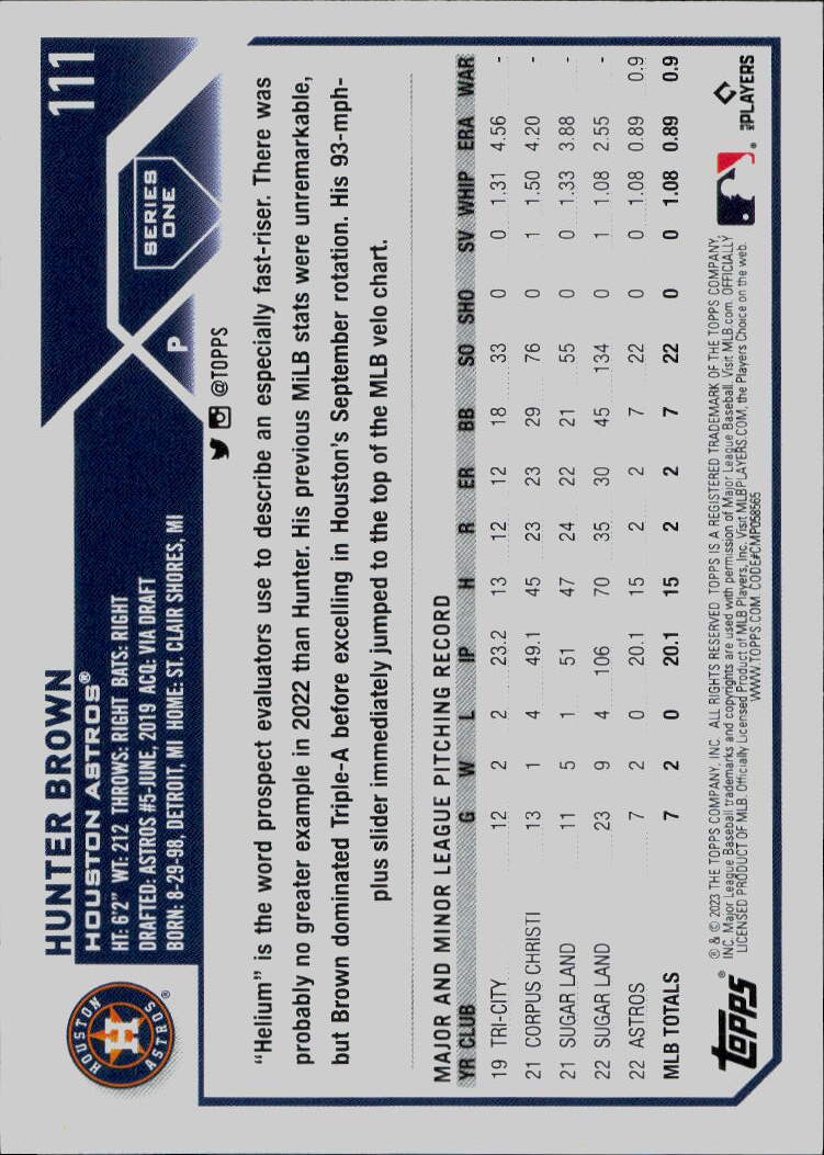 2023 Topps #111 Hunter Brown