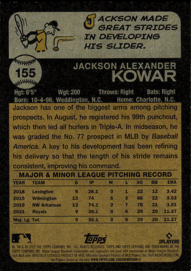 2022 Topps Heritage #155 Jackson Kowar