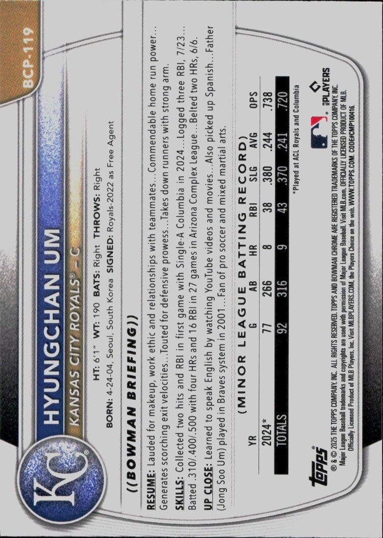 2025 Bowman #BCP-119 Hyungchan Um Chrome Prospects