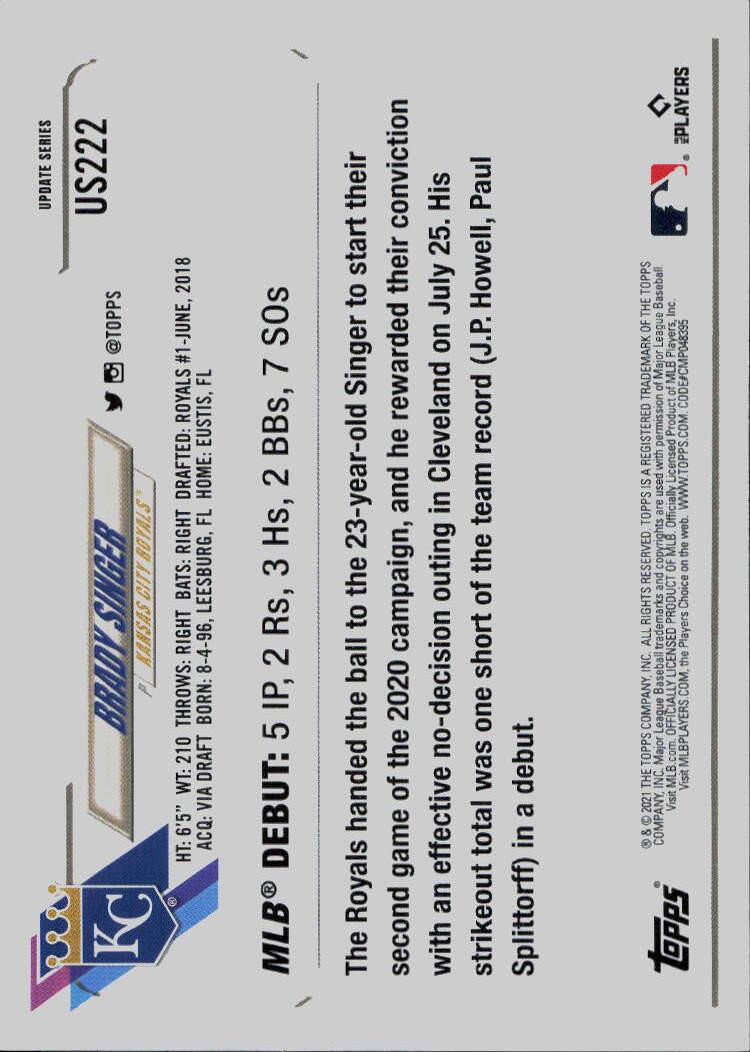 2021 Topps Update #US222 Brady Singer