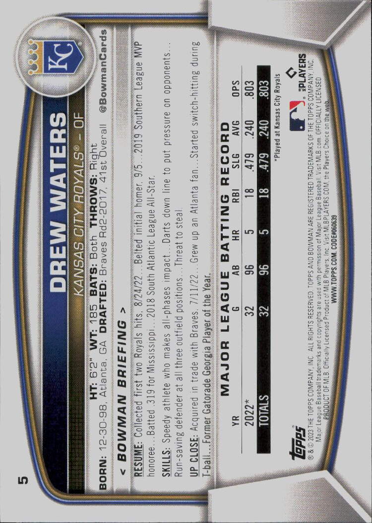 2023 Bowman #5 Drew Waters