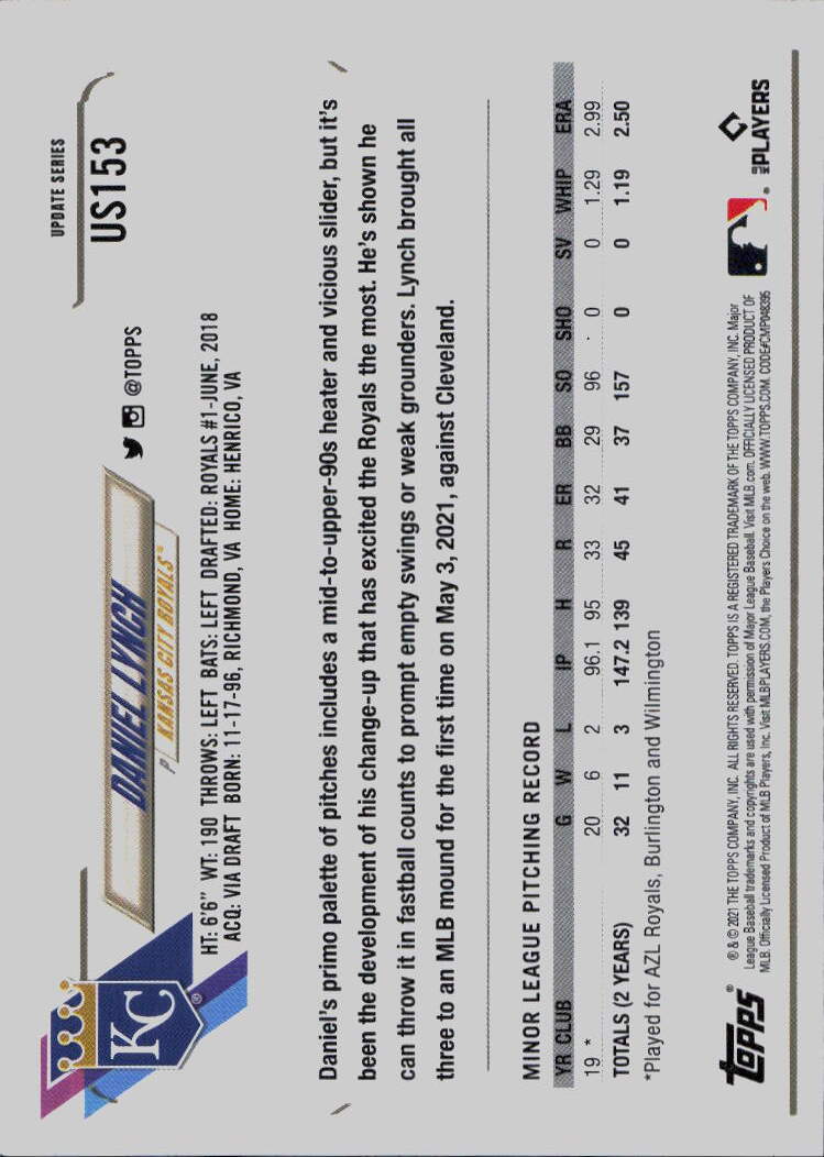 2021 Topps Update #US153 Daniel Lynch