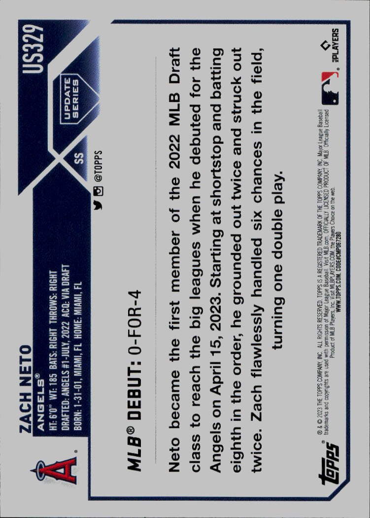 2023 Topps Update #US329 Zach Neto