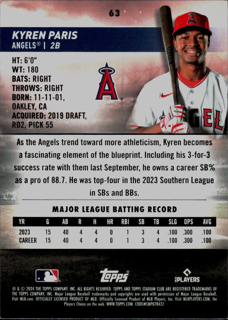 2024 Stadium Club #63 Kyren Paris
