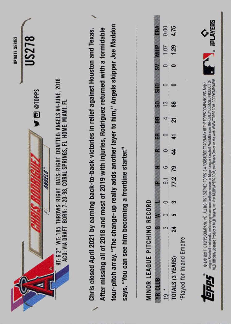 2021 Topps Update #US278 Chris Rodriguez