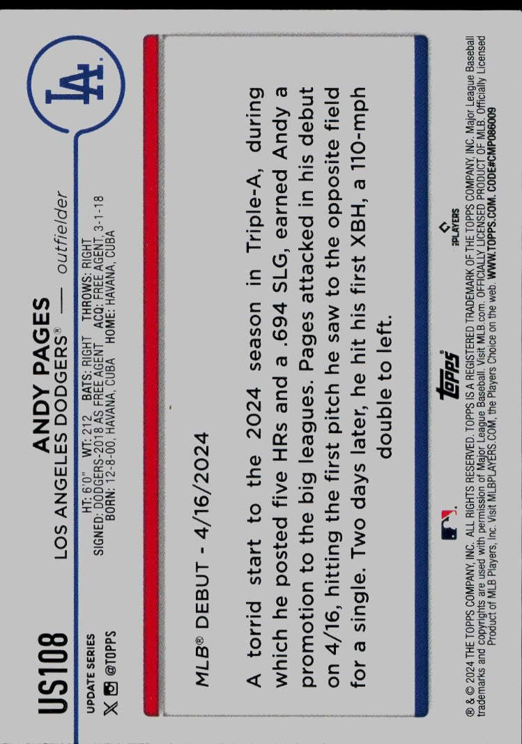 2024 Topps Update #US108 Andy Pages
