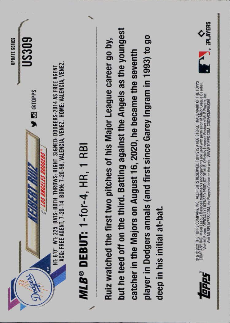 2021 Topps Update #US309 Keibert Ruiz