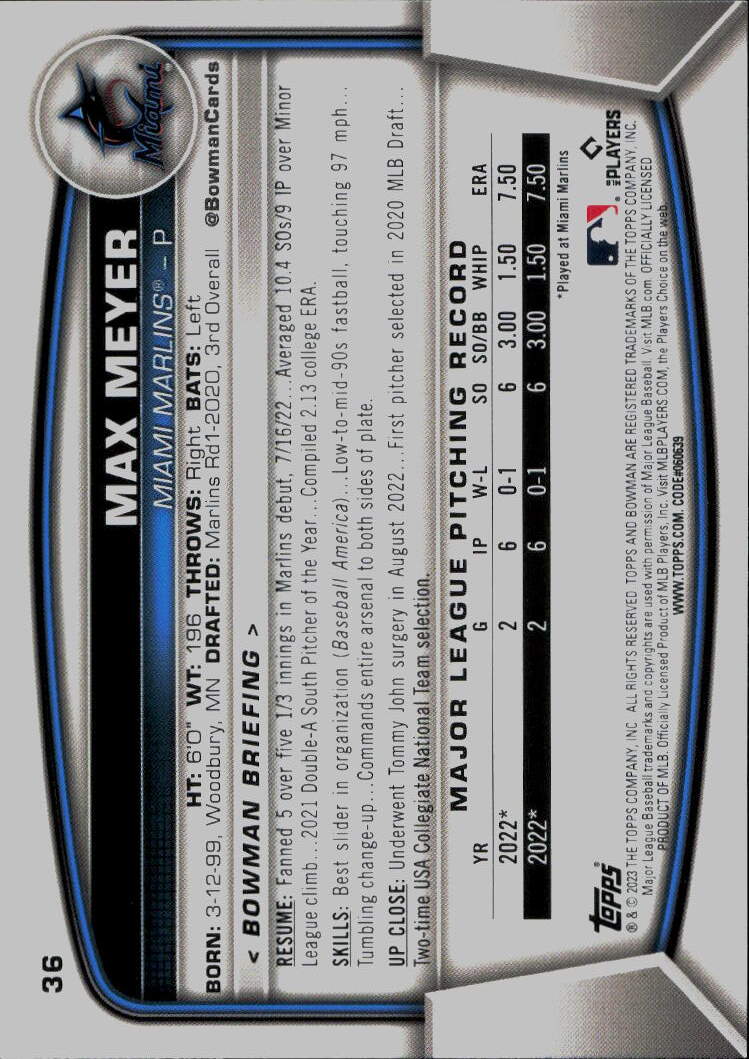 2023 Bowman #36 Max Meyer