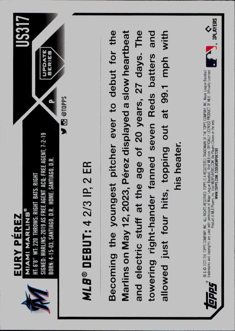 2023 Topps Update #US317 Eury Pérez