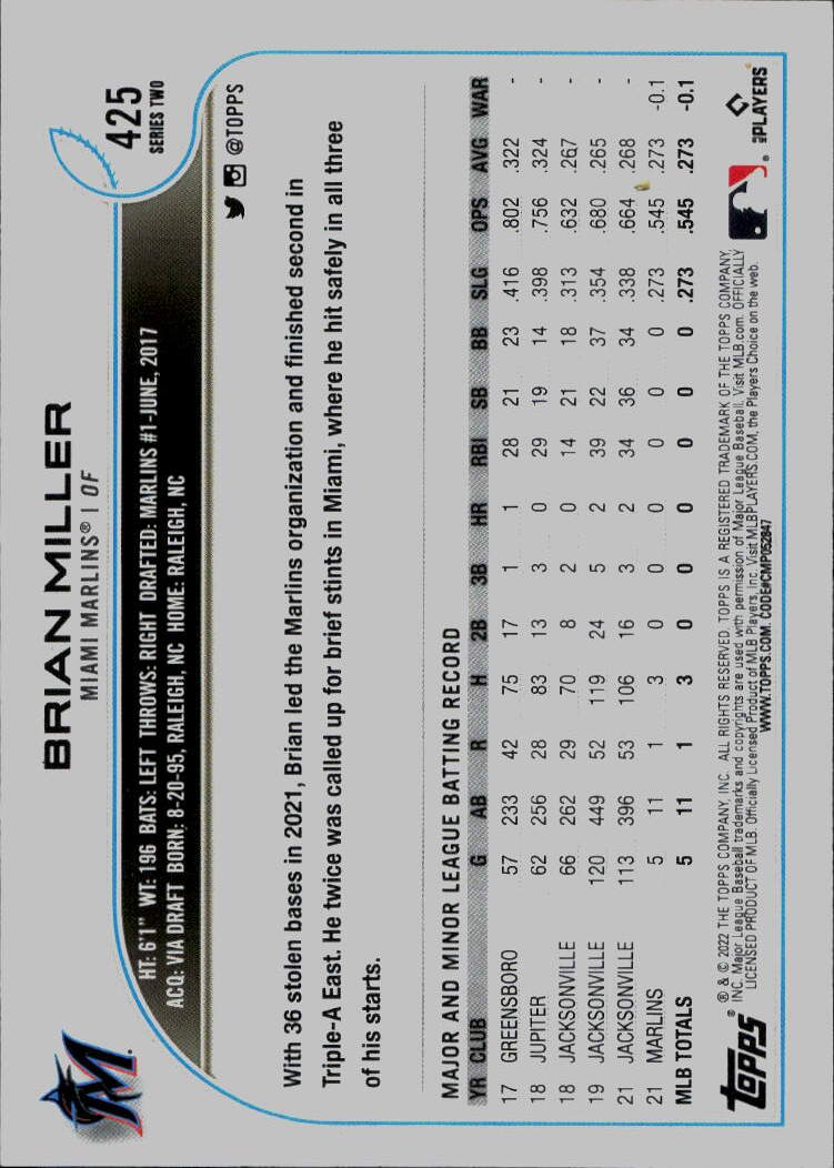2022 Topps #425b Brian Miller