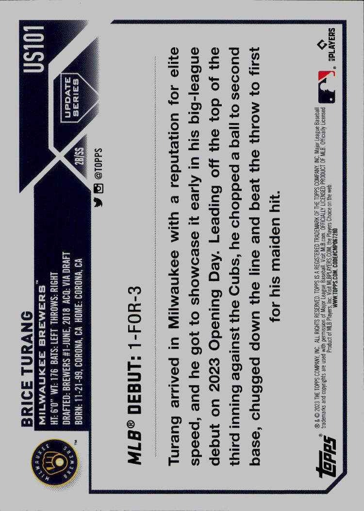 2023 Topps Update #US101 Brice Turang